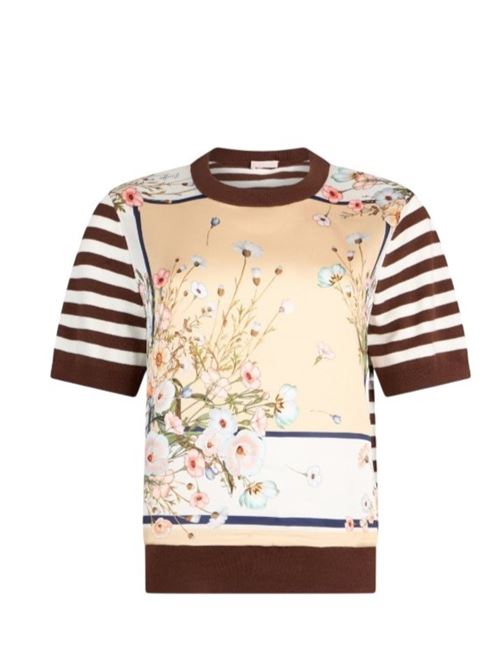 Top con inserti in twill stampato Liu Jo | WA6386MS49I.P9245